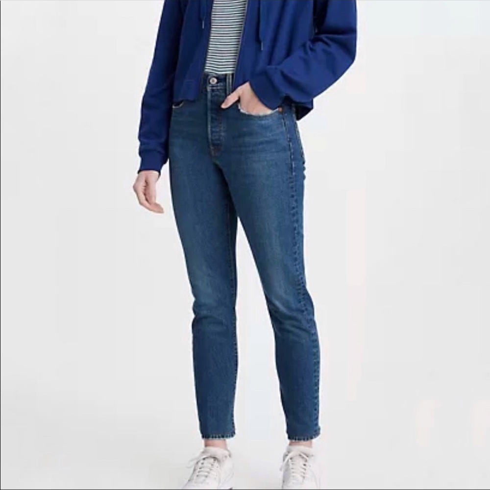 Levi’s 501 skinny jeans medium blue stone wash high rise classic